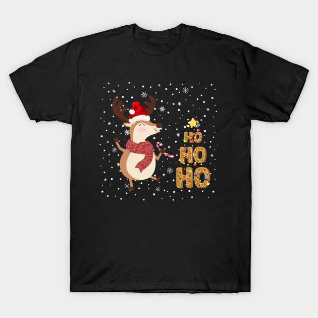 Christmas with reindeer in the snow T-Shirt by Studio468